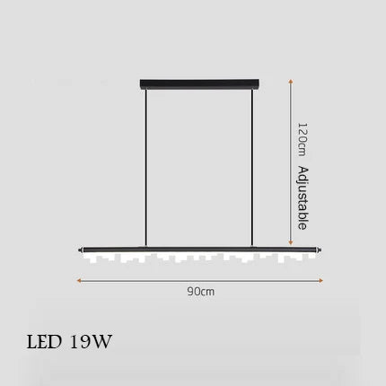 Modern minimalist chandelier in black gold for hanging lighting - Neutral Light / 90cm B