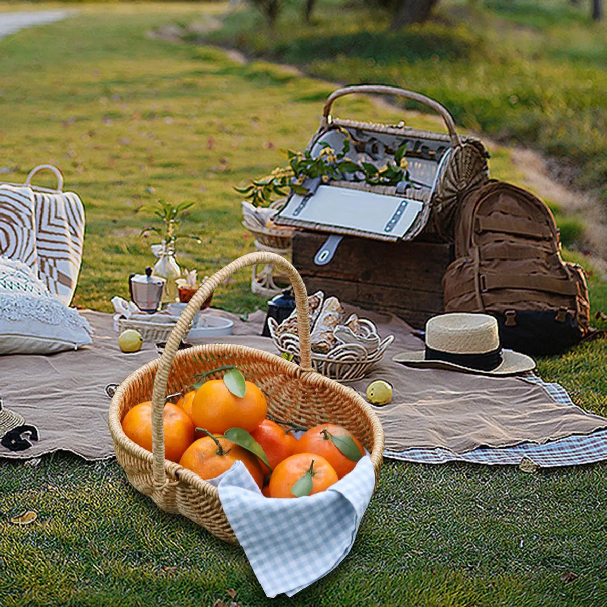 Portable storage basket for picnic and rustic flowers - 25cmx24cmx17cm