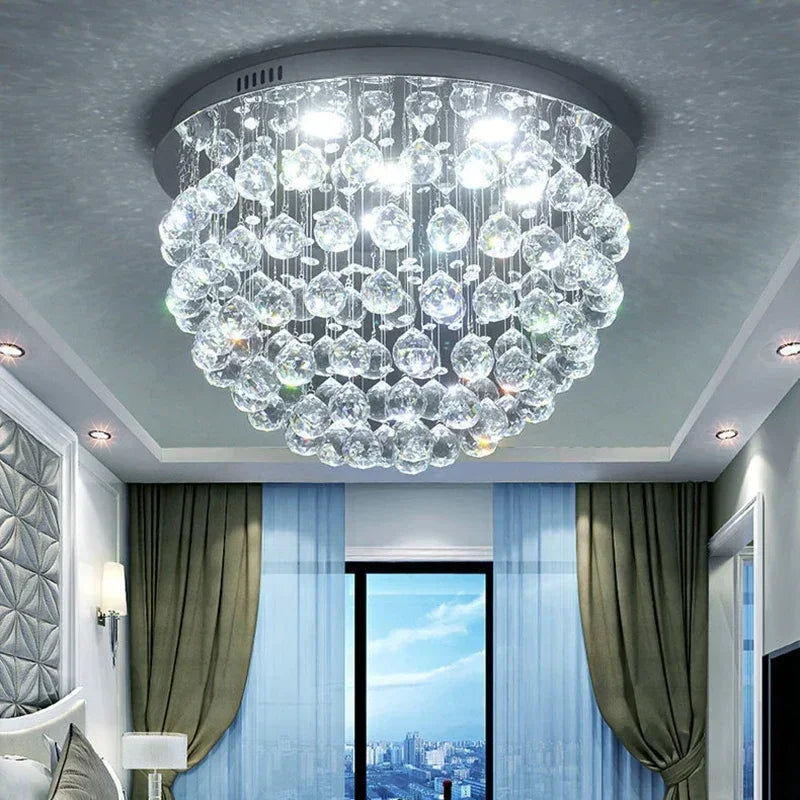 Led chandelier with crystal balls for modern interior - view 2