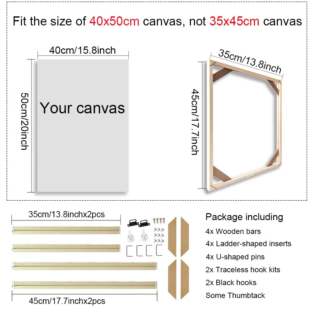 Wooden wall frame for decorative canvases and paints - 35x45cm