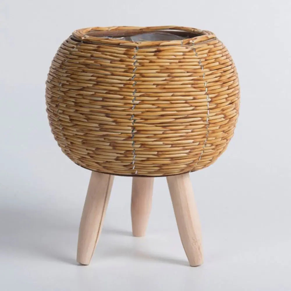 Creative woven rattan flower pot with removable feet and durable support - 175