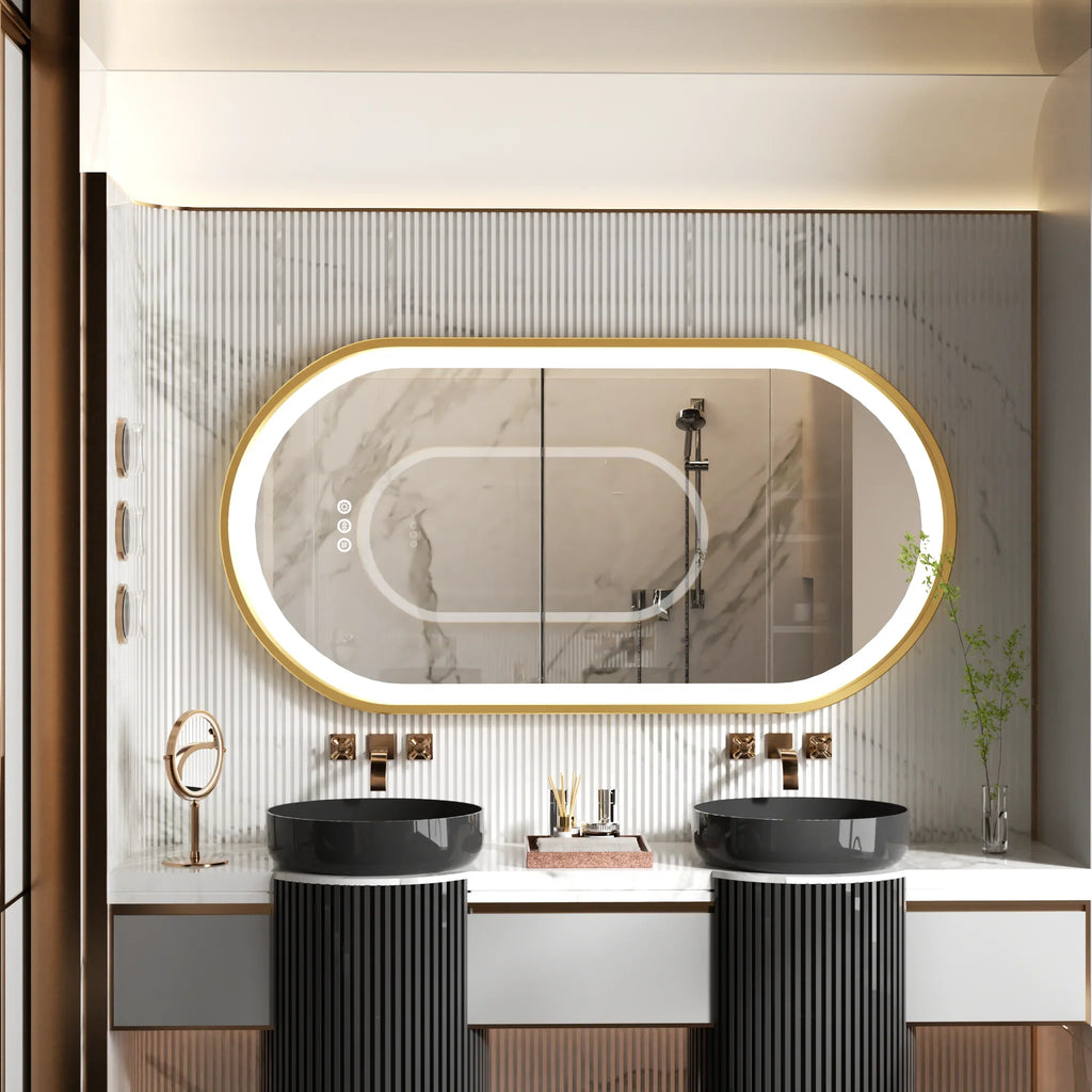 LED oval mirror with adjustable and anti-fog lighting - view 4
