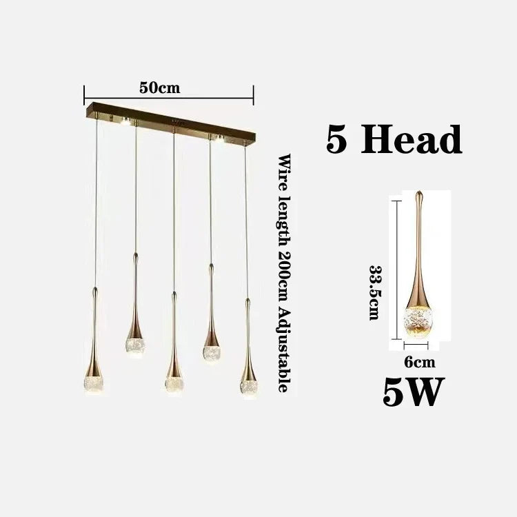 Luxury crystal bubble chandelier for modern decoration - Cross bar 5 Heads / 3000K Warm White