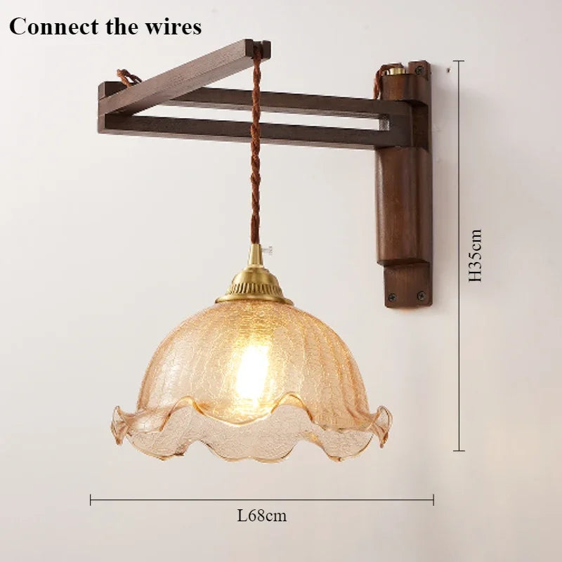 Modern walnut wood lamp with decorative led light - Connexion I / Cool Light 6500K