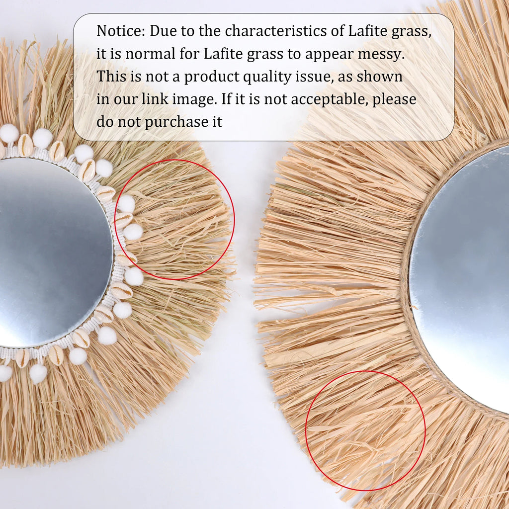 Bohemian decorative mirror in romantic woven straw for wedding - view 5