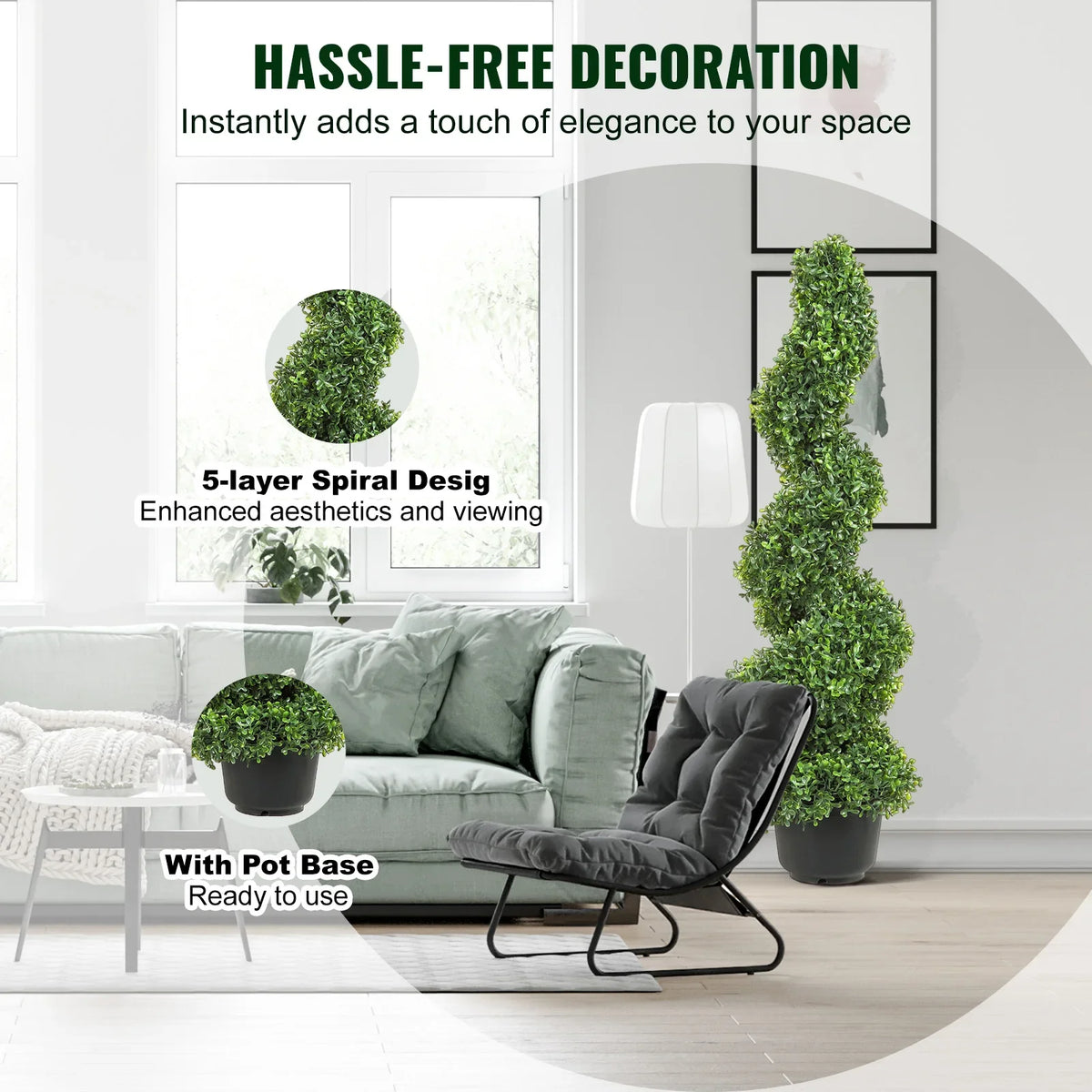 Decorative spiral topiary plant for Christmas artificial plastic - view 5