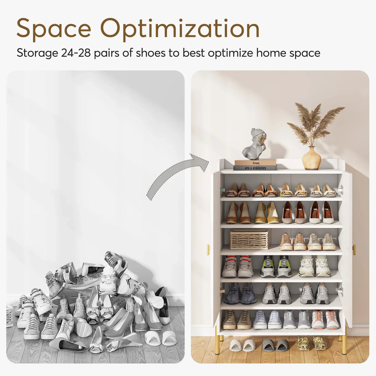 Six-level shoe cabinet with adjustable shelves - view 6