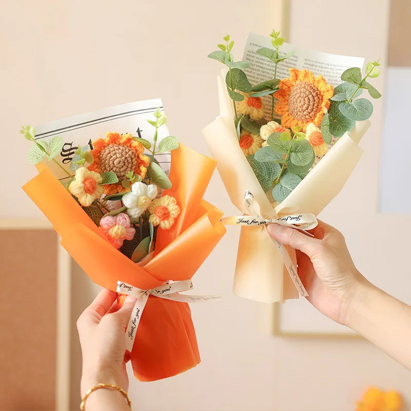 Bouquet of handmade crochet sunflowers for gifts and decorations - view 3