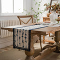Countryside table runner blue navy white lace - 30x50cm