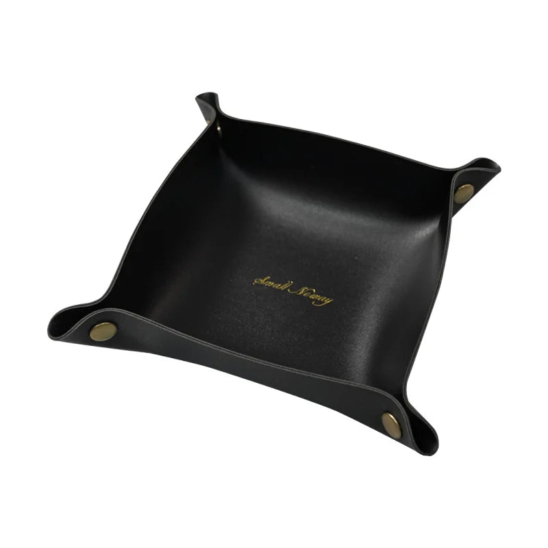 Nordic leather organizer for key office jewelry and cosmetics - Black / 20 x 20 cm