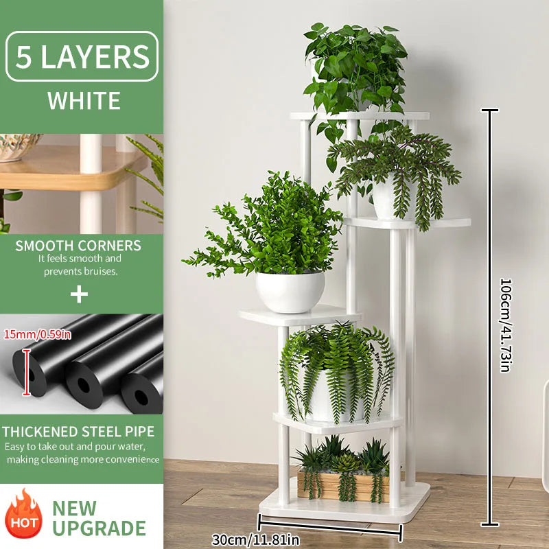 Wooden support for plants and pots of inner flowers - B-5 couches blanches