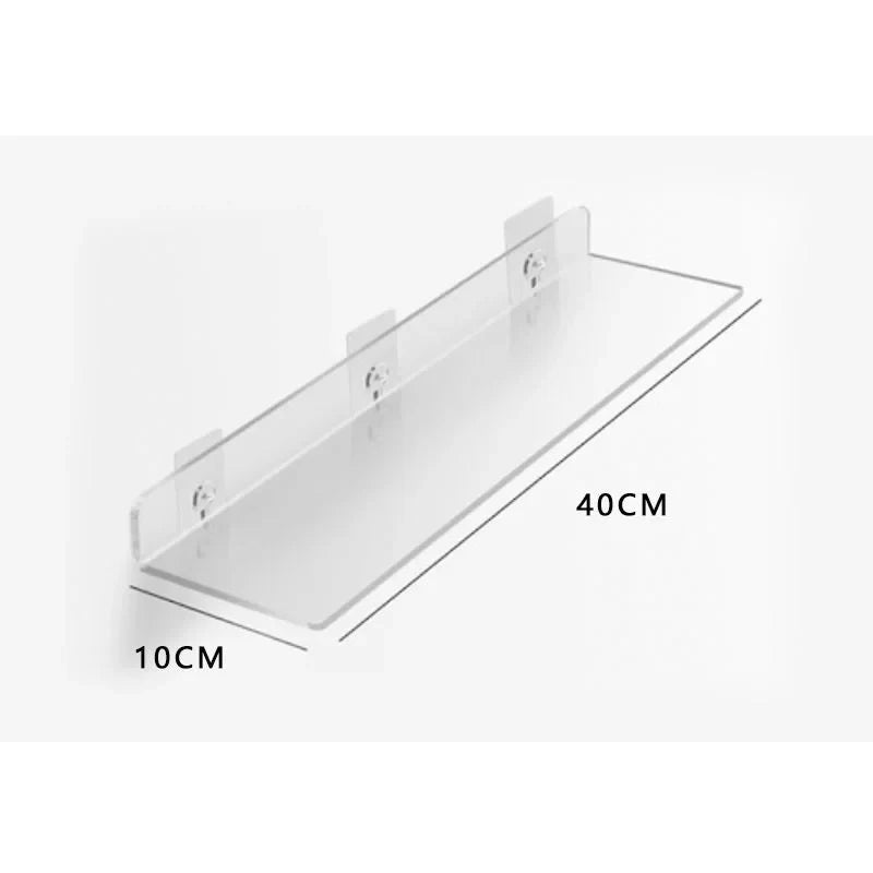 Transparent acrylic floating wall shelf for organized storage - L 40x10cm