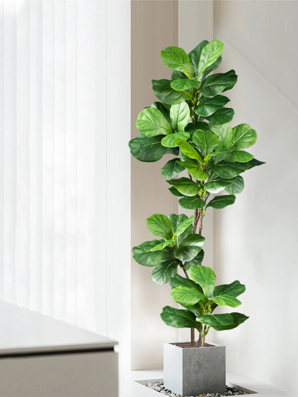 Rubber-Leaf Large Artificial Ficus Tree, Indoor Outdoor - view 2