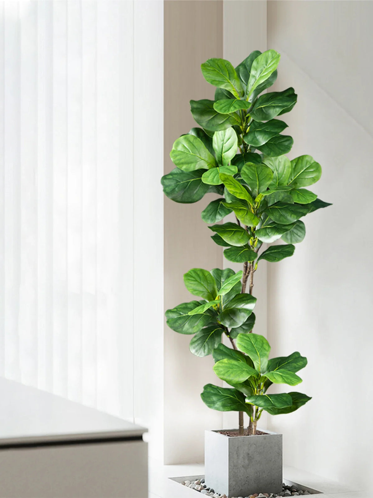 Rubber-Leaf Large Artificial Ficus Tree, Indoor Outdoor - view 2