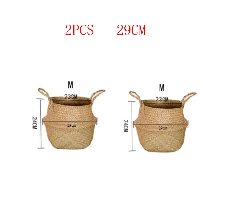 Wicker hanging basket for storage and decoration - 2 PARTS 29CM