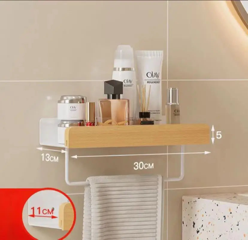 Waterproof beech shelf for kitchen and bathroom storage - White 30cm With Stems