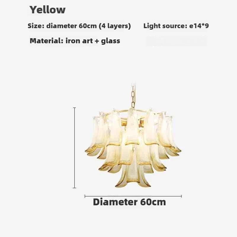 Modern Luxury Hardware Glass Chandelier Suitable for Villa Living Room Art Exhibition Hall, Hotel Bedroom Decoration Lighting - yellow-60cm / Cold White