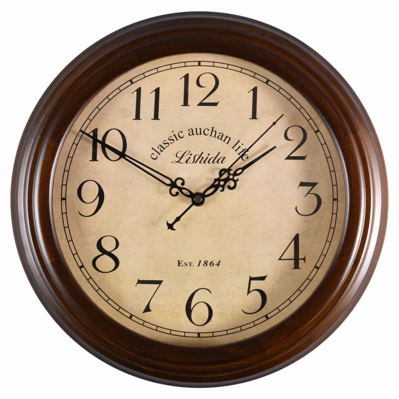 Silent wall clock customizable in retro modern wood - Walnut Color-34