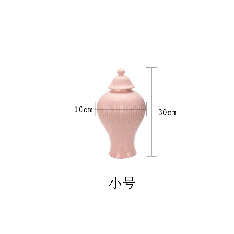 Ceramic decorative pot for tea and ginger with lid - Pink-S