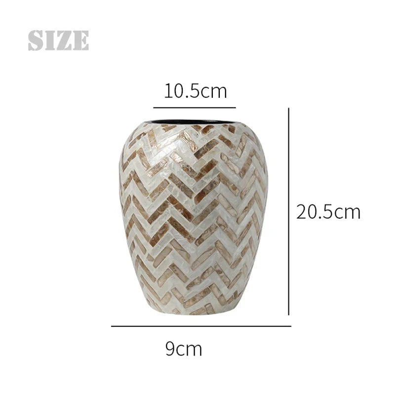 Ahunderjiaz-French Vintage Shell Vase, Living Room Countertop, Flower Arrangement, Home Decorations, Photography Props, 2024 - D