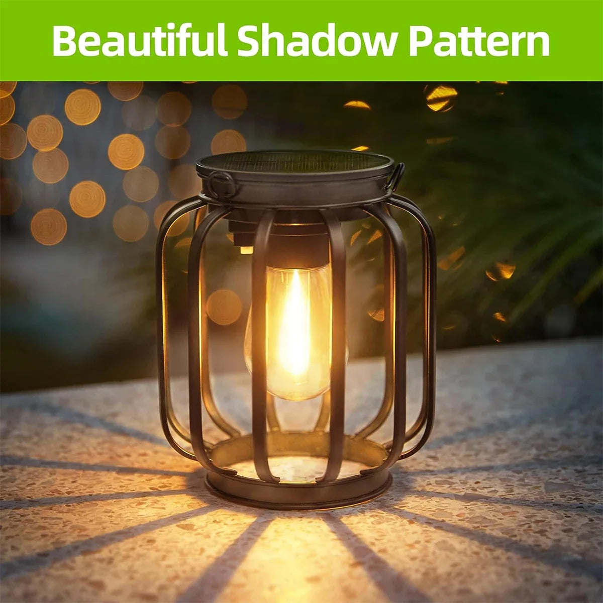 LED solar lantern with light sensor for outdoor garden - view 9