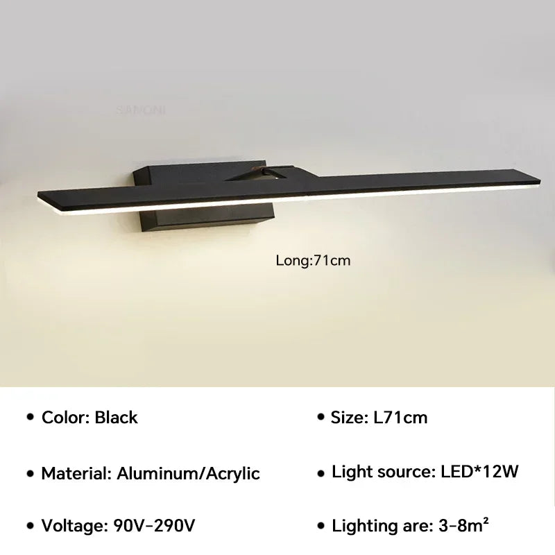 Modern waterproof led wall sconce for rotary and light mirror - Cool White / Black 71cm