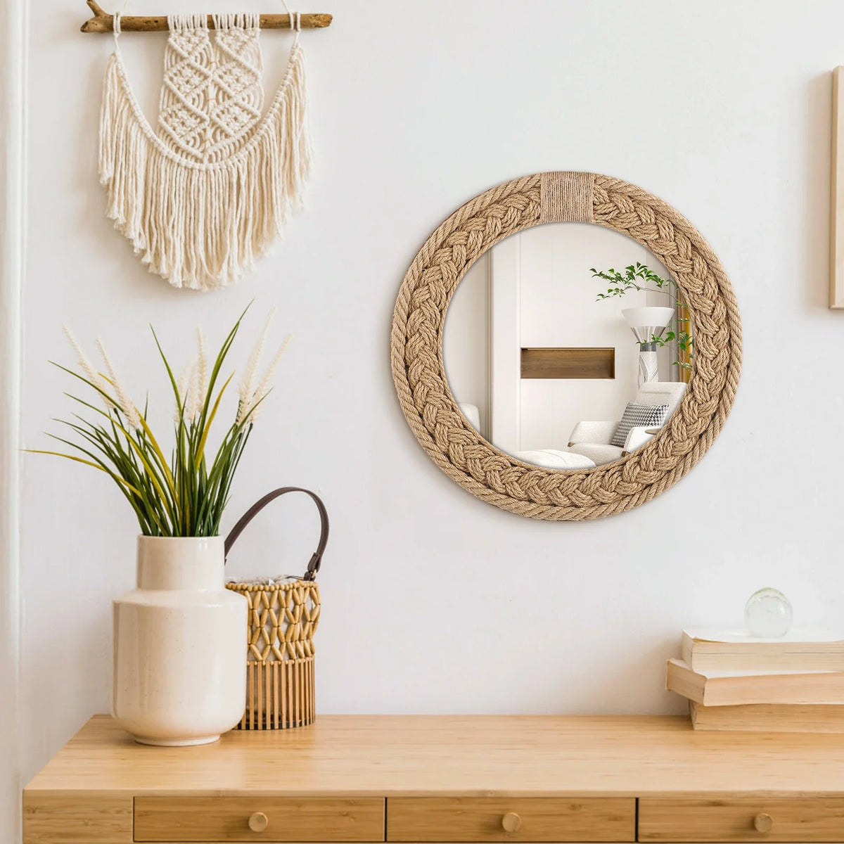 Decorative mirror hand woven Nordic for creative decoration - view 2