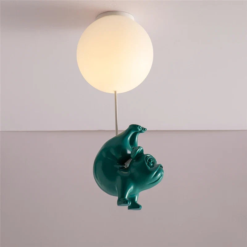 Creative animal dog ceiling lamp in resin for fun decor - C / D13cm