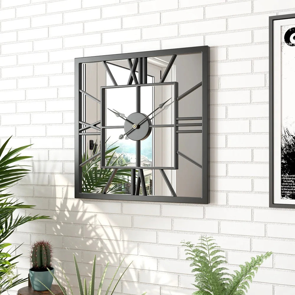 Luxury wall clock in iron with decorative mirror - view 5