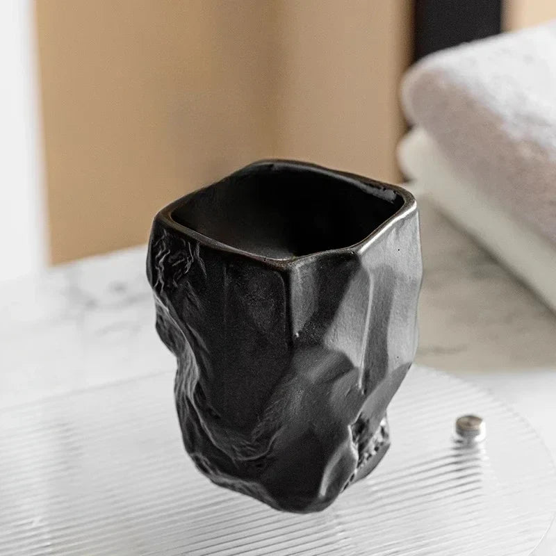 Portable rock shaped mouth bath cup for bathroom - Coupe noire
