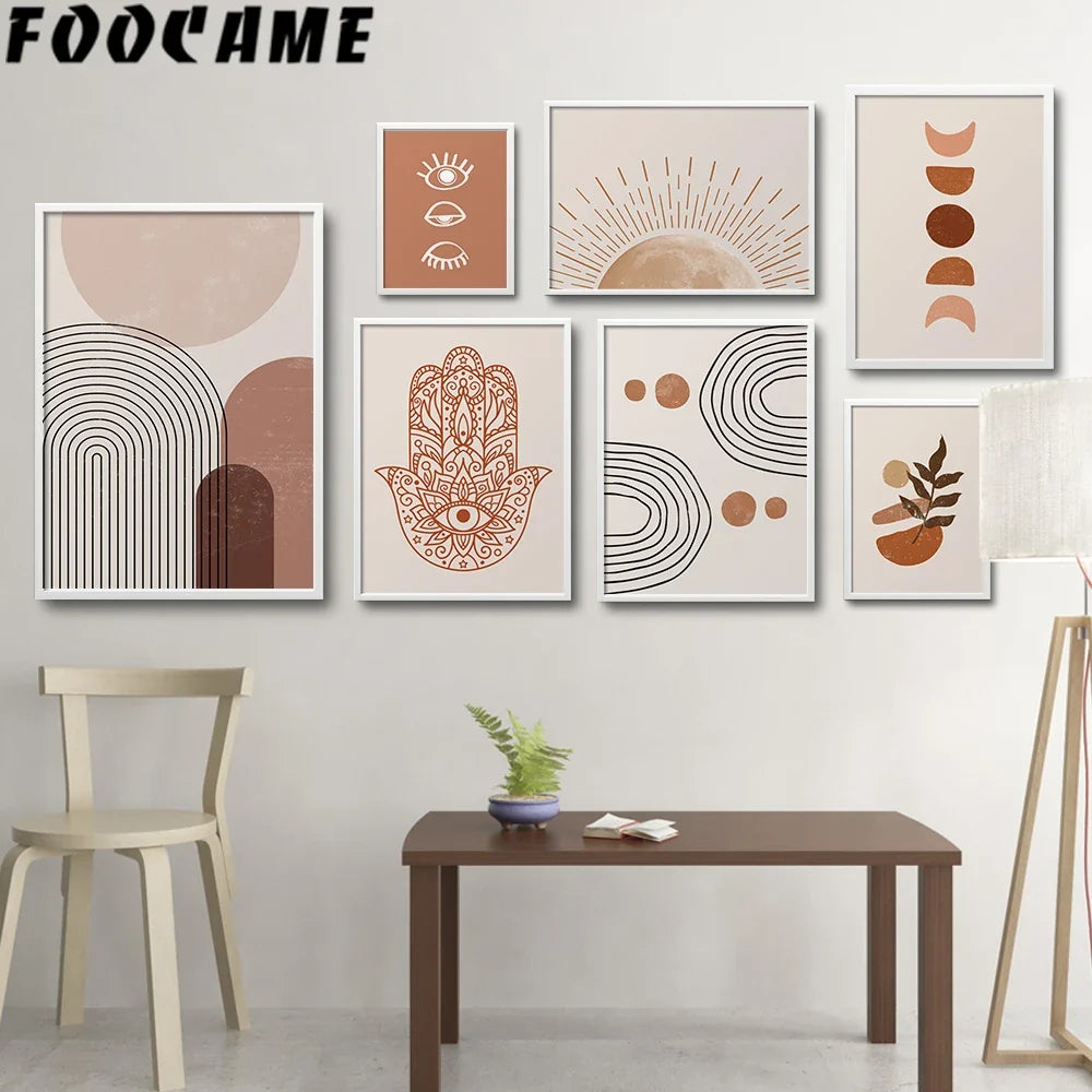 Abstract geometry line sunrise moon canvas wall decor - view 2