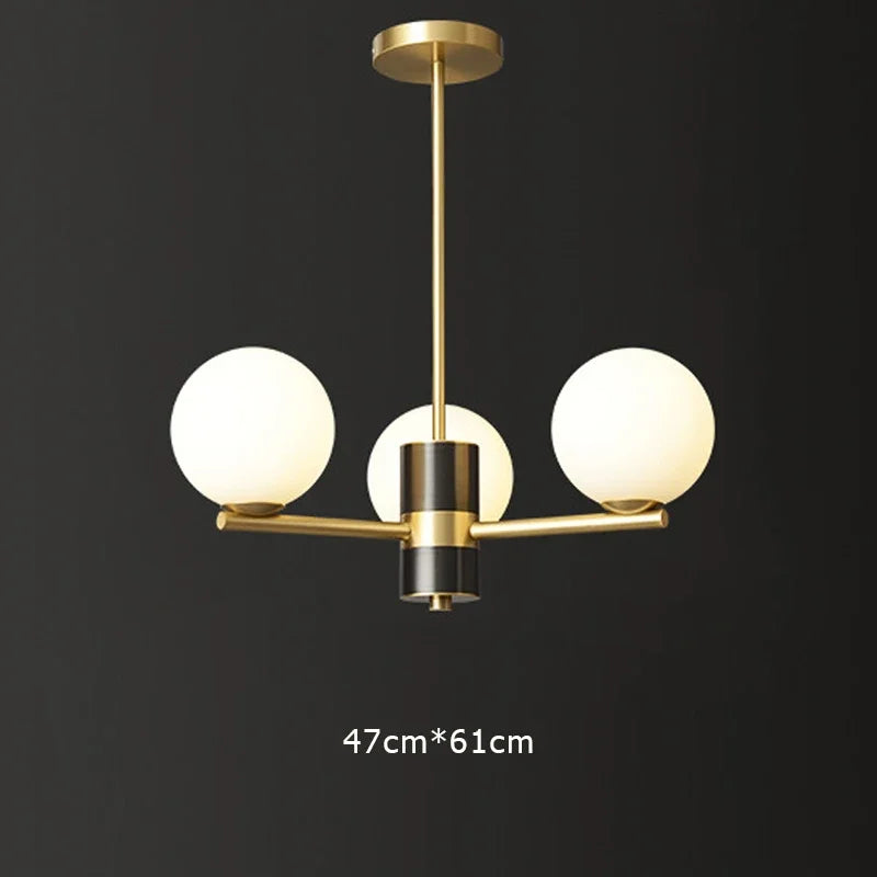 Nordic luxury pendant light in gold copper with white glass balls - 3 Heads / Warm White