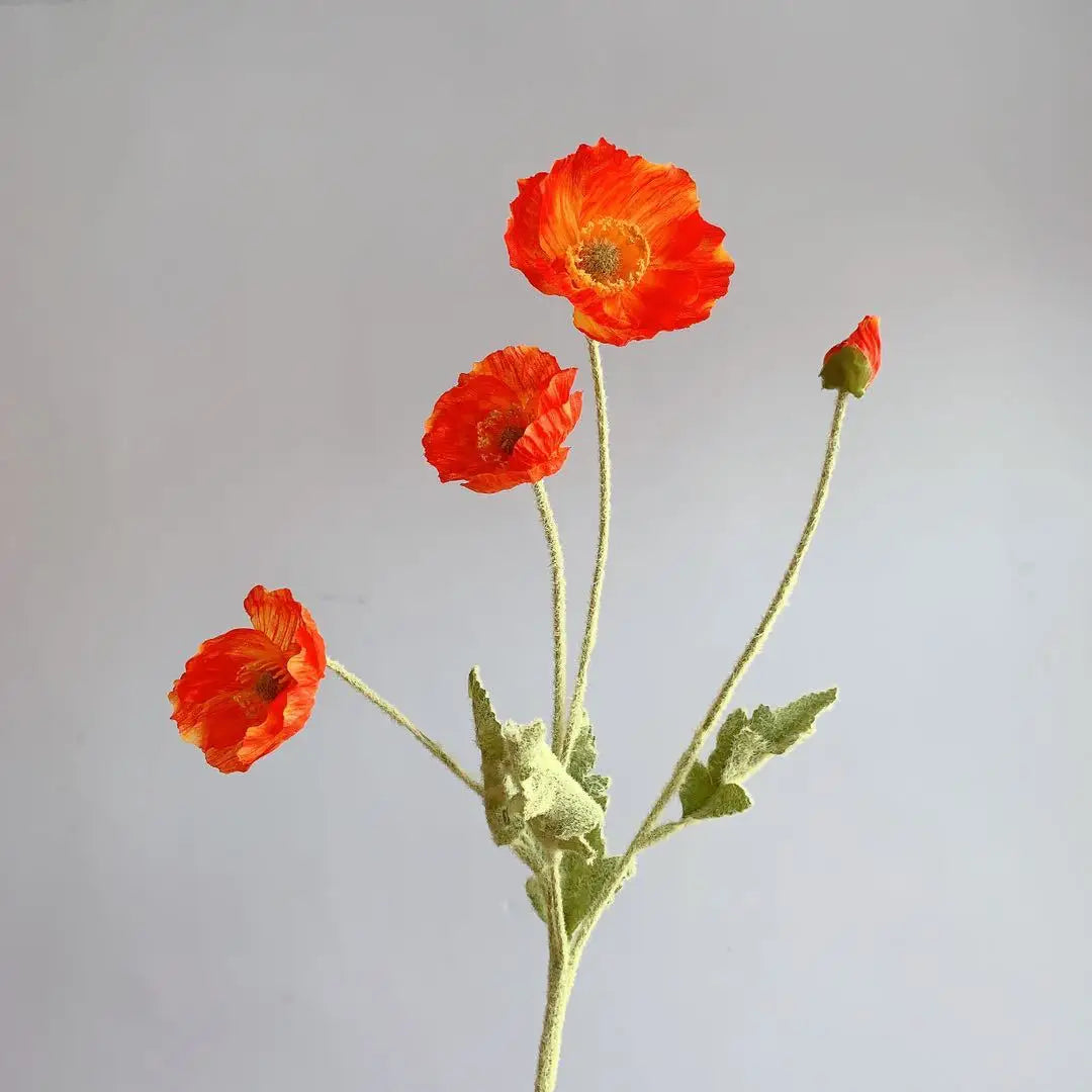 Bouquet of artificial flowers poppy for home decoration garden party - Red Orange
