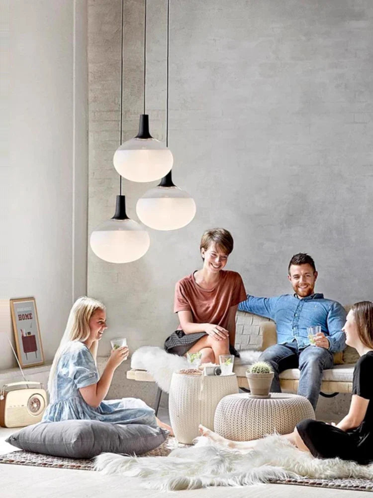 Minimalist led ceiling lamp in elegant matt white glass - view 2