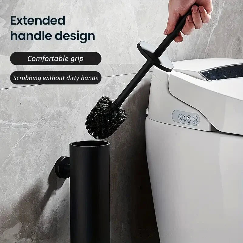 Stainless steel cleaning brush with wall support for bathroom - view 4