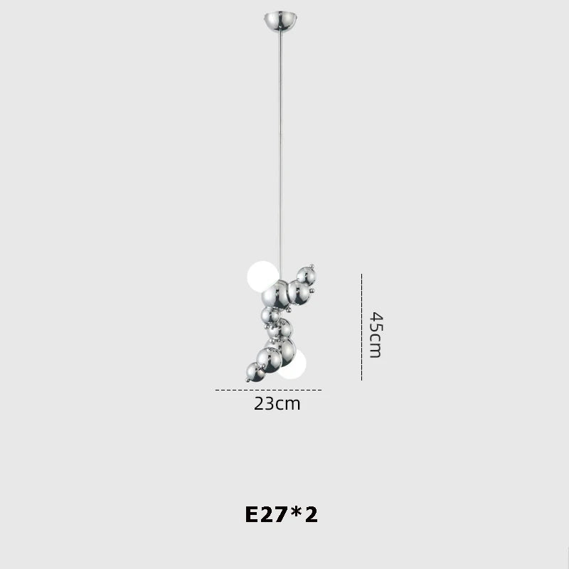 Chandelier led molecular design with variable intensity trend 2024 - White light / 2 light / Silver frame