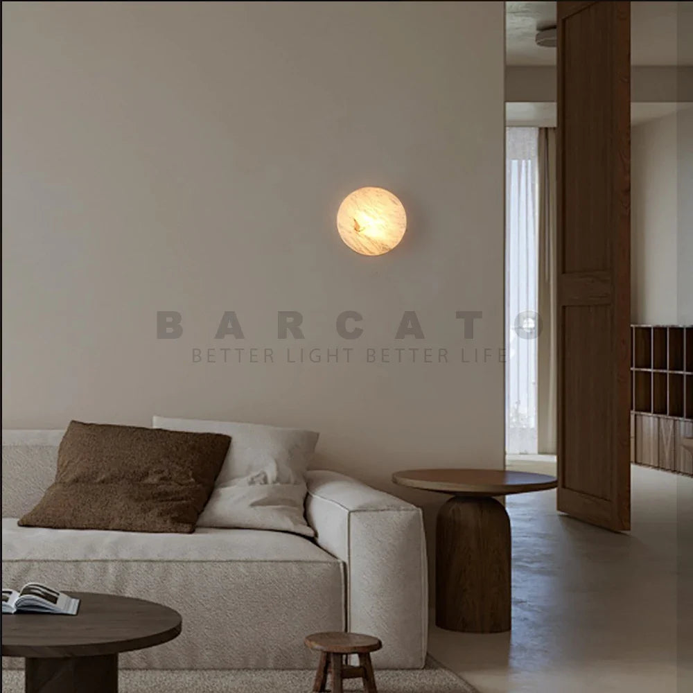 Dolomite marble wall sconce Nordic design round interior lighting - view 4