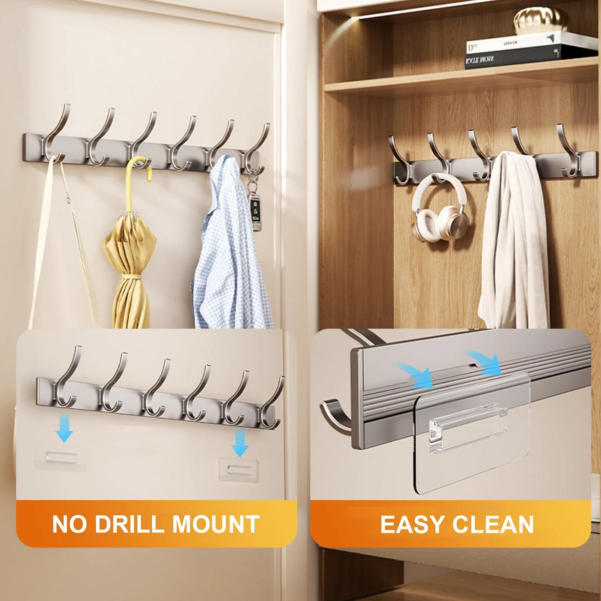 Wall adhesive hook for clothes and towels without drilling - view 5