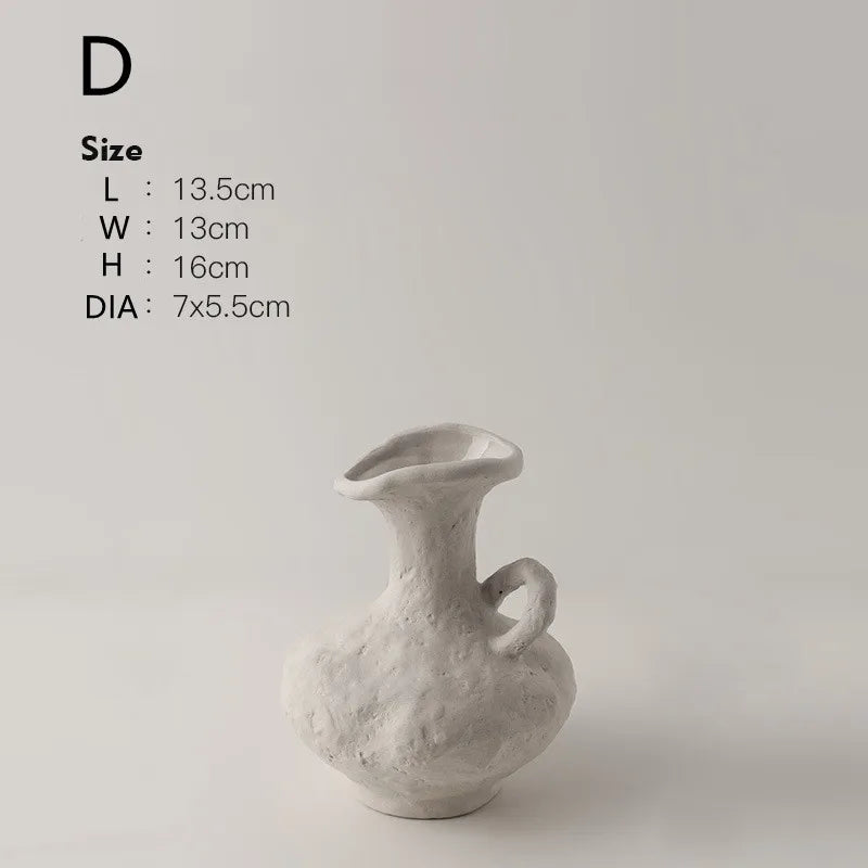 Hydroponics Nordic Style Simple Flower Pot, Ceramic White Vases, Table Accessories, Bathroom Aesthetic Room Decoration - D