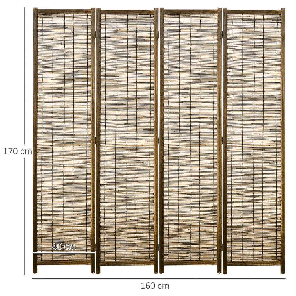 HOMCOM 4 panel folding wooden and Reed 160x1,8x170 cm Natural - view 3