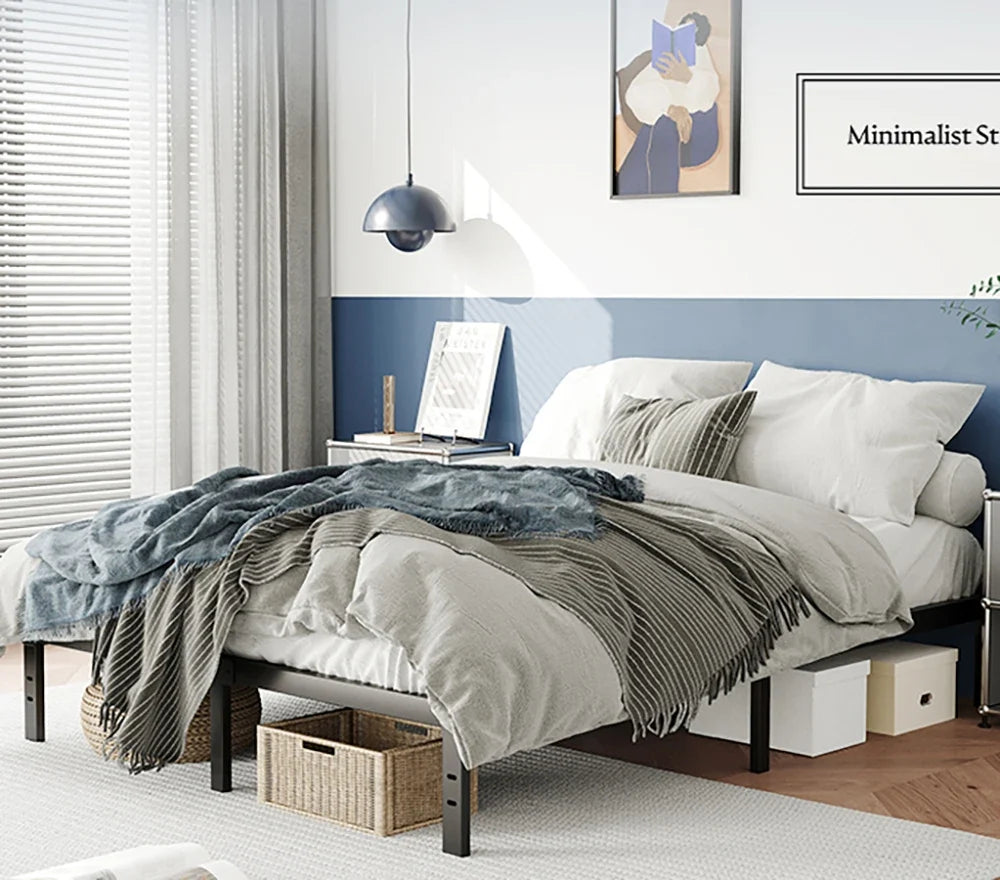 Metal Bed Frame – Heavy Duty Mattress Foundation with Anti-slip Steel Slat Support, Durable Platform Base with Underbed Storage - view 2