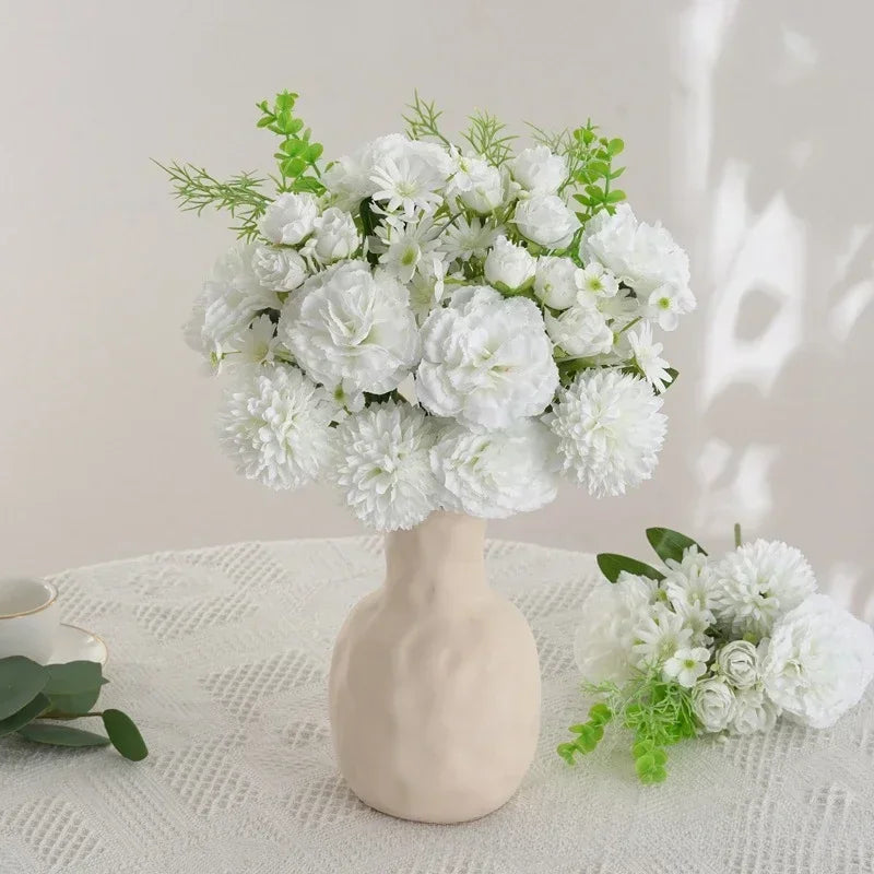 Bouquet of rose wines and silk carnations floral festive decoration - view 6