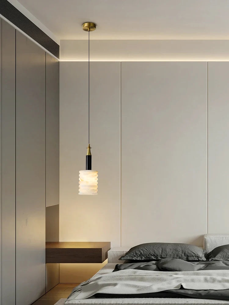 Modern pendant light in natural stone for minimalist lighting - view 3