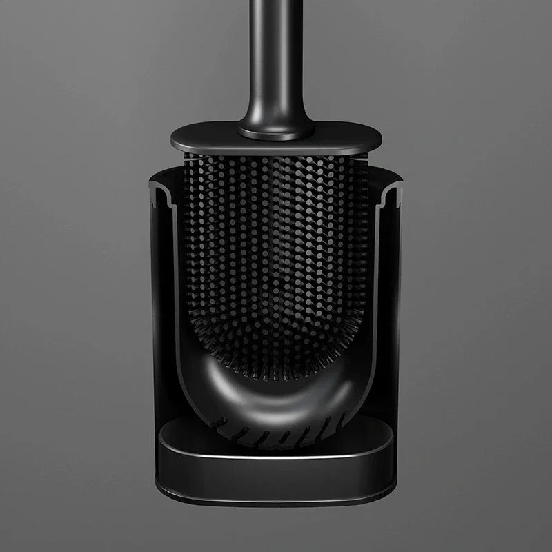 Luxury metal and plastic toilet brush with removable support - view 2