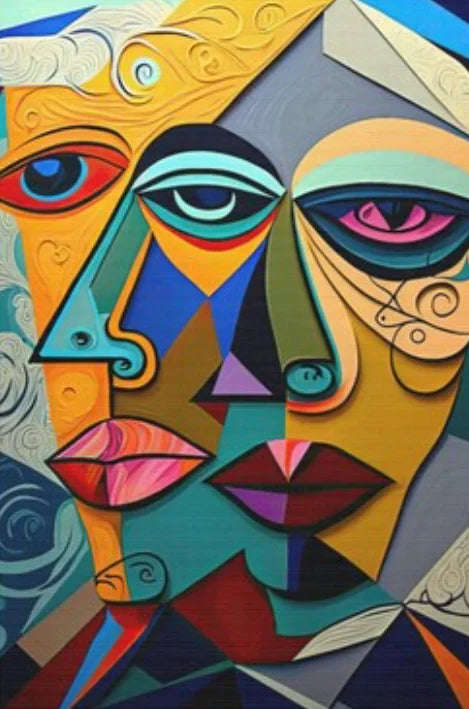 Timeless Abstract Picasso-Style Cubist Painting - 15x20cm unframed