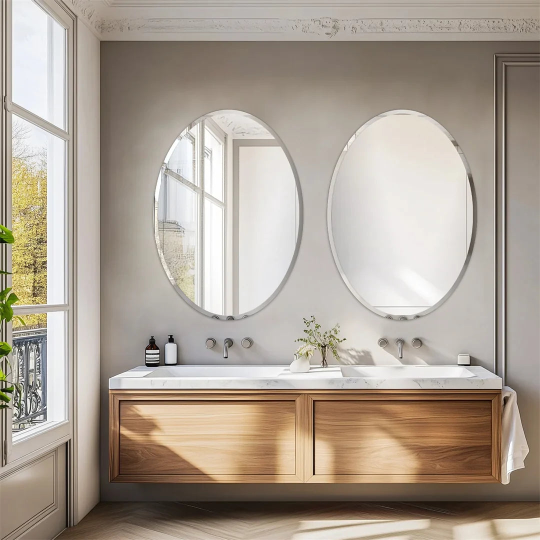 Oval decorative mirror without frame for elegant interior - view 2