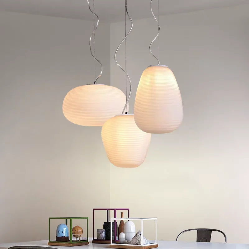 Modern Japanese style glass led pendant light for elegant interior - view 6
