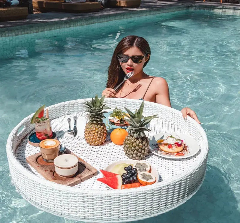 Nordic rattan tray for fruit and pool drinks - view 4