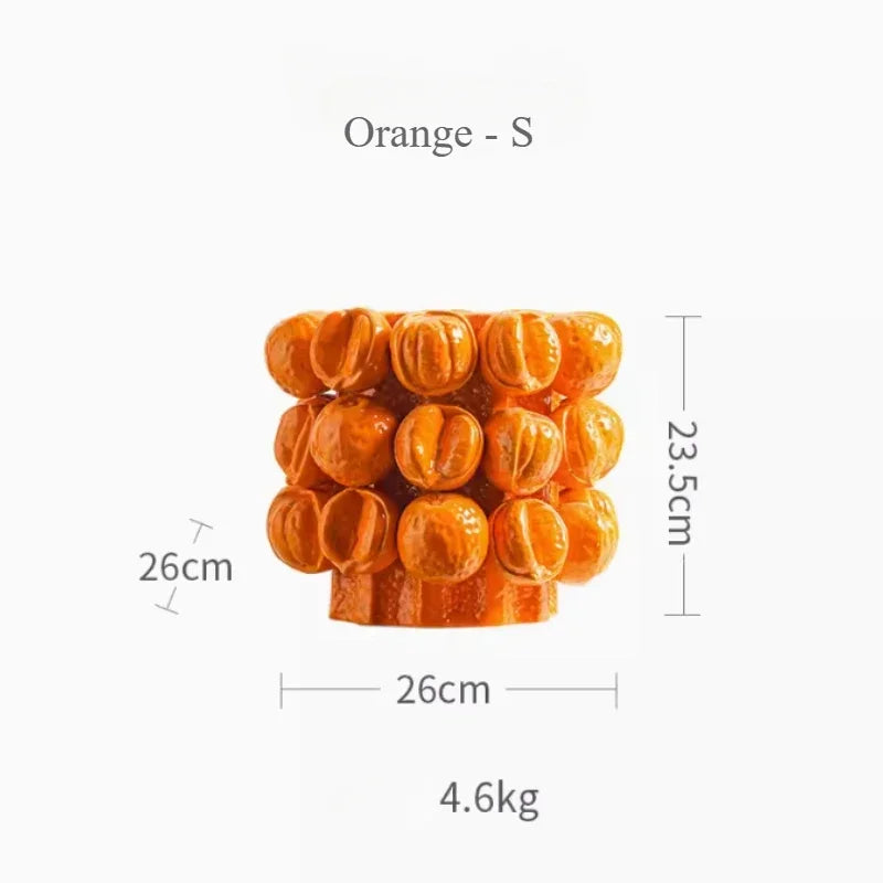 Ceramic Vase,Lemon Tomato Modern Simple Style Indoor Wedding Table Decoration,Creative Home Decorative Flower Arrangement - Orange - S