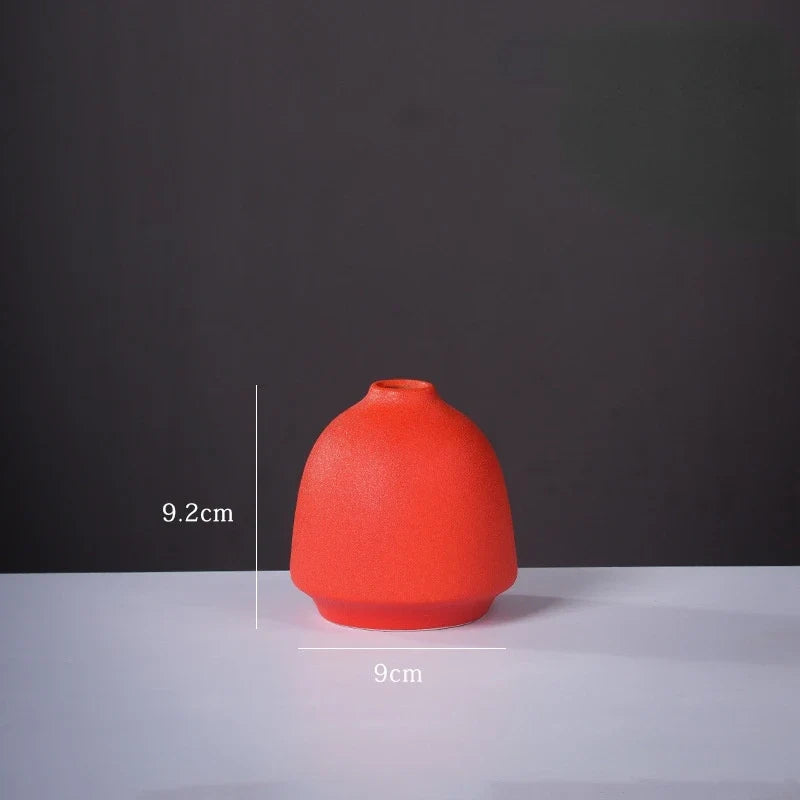 Ceramic Small Vase for Home Decoration, Simple and Modern, Round Flowers, Solid Color, New - 28